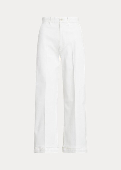 White Women’s Ralph Lauren Chino Wide-Leg Pants White Women’s Ralph Lauren Chino Wide-Leg Pants