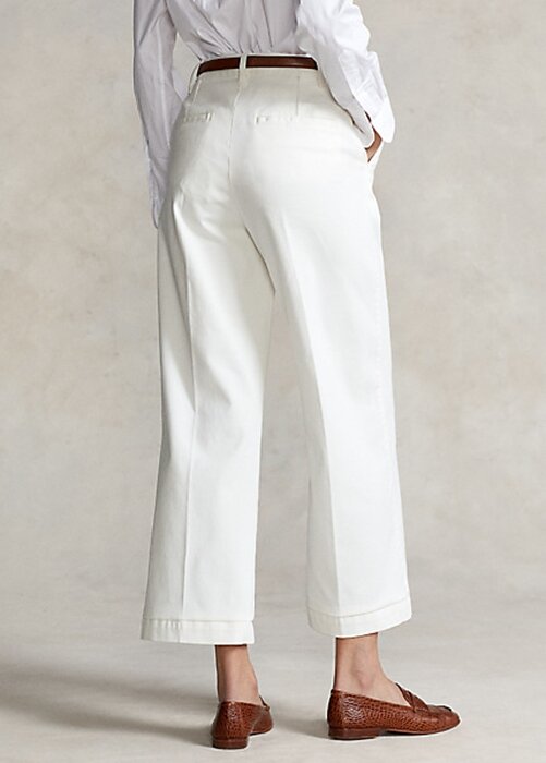 White Women’s Ralph Lauren Chino Wide-Leg Pants White Women’s Ralph Lauren Chino Wide-Leg Pants