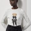 White Women’s Ralph Lauren Cinema Polo Bear Cotton Long-Sleeve T Shirts