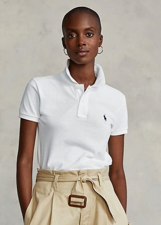 White Women’s Ralph Lauren Classic Fit Mesh Polo Shirts White Women’s Ralph Lauren Classic Fit Mesh Polo Shirts