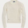White Women’s Ralph Lauren Cotton Crewneck Sweaters White Women’s Ralph Lauren Cotton Crewneck Sweaters