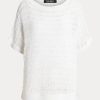 White Women’s Ralph Lauren Cotton Mesh Short-Sleeve Sweaters White Women’s Ralph Lauren Cotton Mesh Short-Sleeve Sweaters