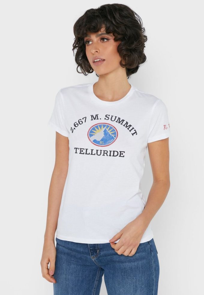 White Women’s Ralph Lauren Crew Neck Graphic T Shirts White Women’s Ralph Lauren Crew Neck Graphic T Shirts