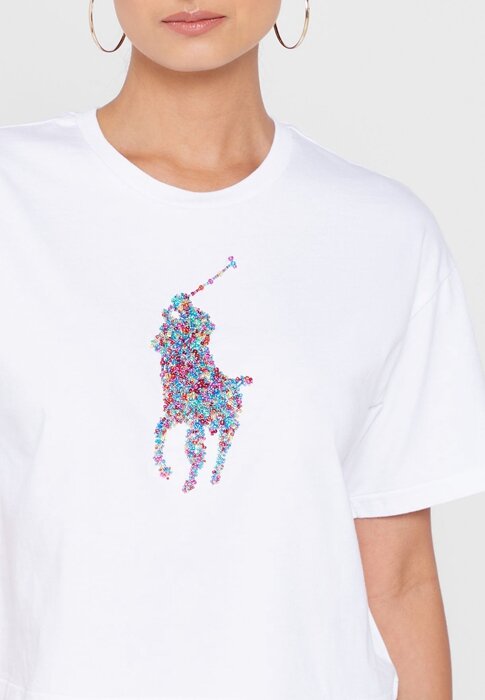 White Women’s Ralph Lauren Crew Neck Graphic T Shirts White Women’s Ralph Lauren Crew Neck Graphic T Shirts