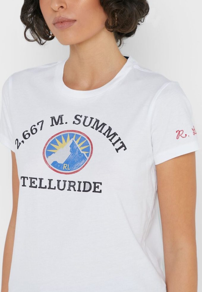 White Women’s Ralph Lauren Crew Neck Graphic T Shirts White Women’s Ralph Lauren Crew Neck Graphic T Shirts