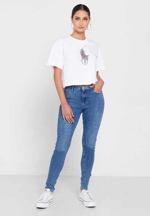 White Women’s Ralph Lauren Crew Neck Graphic T Shirts White Women’s Ralph Lauren Crew Neck Graphic T Shirts