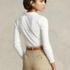 White Women’s Ralph Lauren Cropped Ribbed Button-Front Polo Shirts