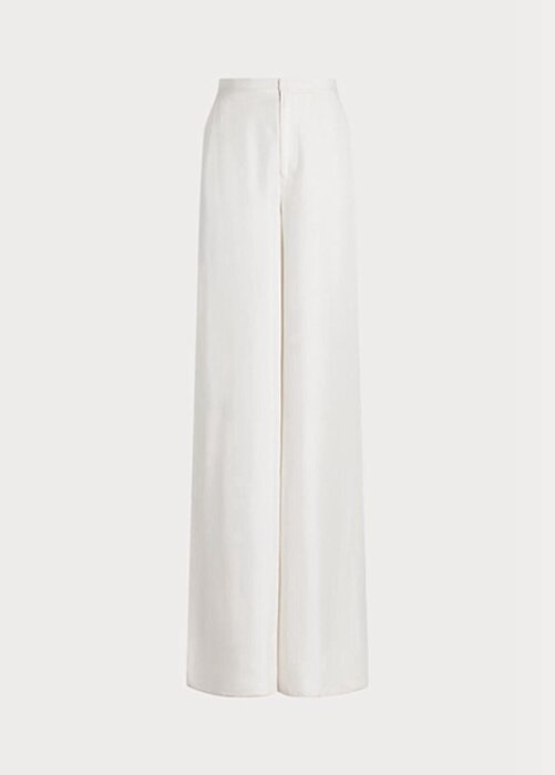 White Women’s Ralph Lauren Elaine Silk Shantung Wide-leg Pants White Women’s Ralph Lauren Elaine Silk Shantung Wide-leg Pants