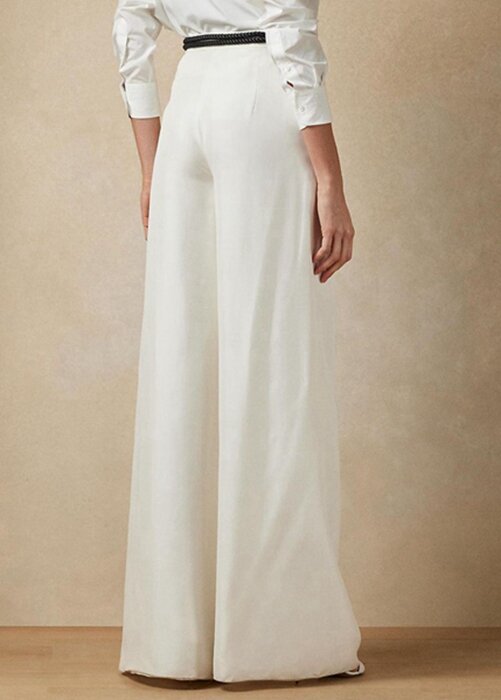 White Women’s Ralph Lauren Elaine Silk Shantung Wide-leg Pants White Women’s Ralph Lauren Elaine Silk Shantung Wide-leg Pants