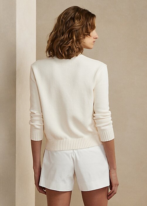 White Women’s Ralph Lauren Embellished RL Cotton-Blend Sweaters White Women’s Ralph Lauren Embellished RL Cotton-Blend Sweaters