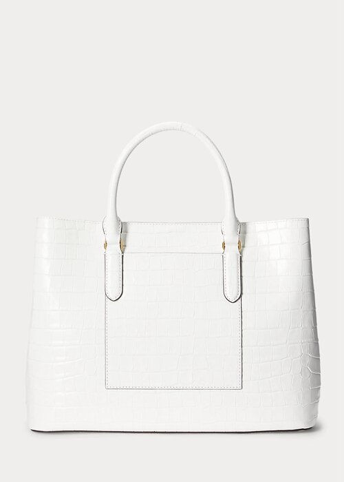 White Women’s Ralph Lauren Embossed Leather Large Marcy Satchel Bags White Women’s Ralph Lauren Embossed Leather Large Marcy Satchel Bags
