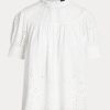 White Women’s Ralph Lauren Eyelet-Embroidered Cotton Tops