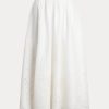 White Women’s Ralph Lauren Eyelet Linen Midi Skirts White Women’s Ralph Lauren Eyelet Linen Midi Skirts