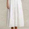 White Women’s Ralph Lauren Eyelet Linen Midi Skirts White Women’s Ralph Lauren Eyelet Linen Midi Skirts