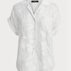 White Women’s Ralph Lauren Eyelet Voile Short-sleeve Blouse  Tops