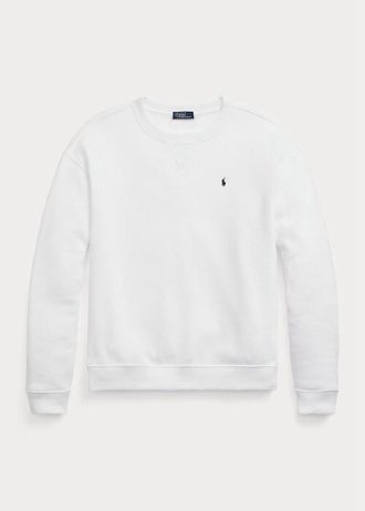 White Women’s Ralph Lauren Fleece Crewneck Pullover Sweatshirts