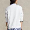 White Women’s Ralph Lauren Fleece Crewneck Pullover Sweatshirts