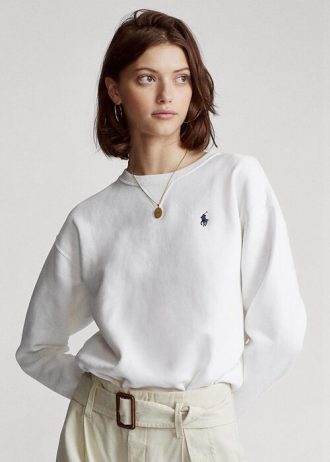 White Women’s Ralph Lauren Fleece Pullover Sweatshirts
