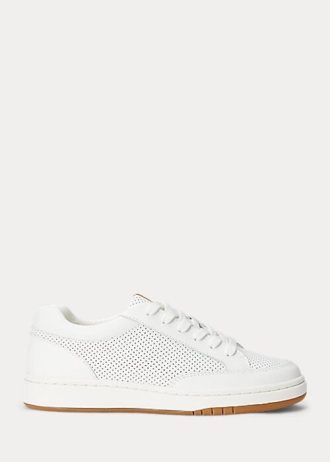 White Women’s Ralph Lauren Hailey Perforated Leather Sneakers White Women’s Ralph Lauren Hailey Perforated Leather Sneakers