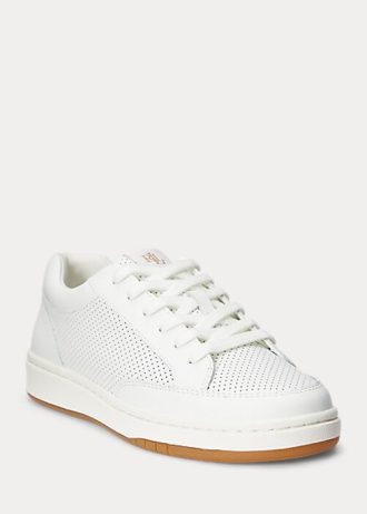 White Women’s Ralph Lauren Hailey Perforated Leather Sneakers White Women’s Ralph Lauren Hailey Perforated Leather Sneakers