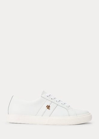 White Women’s Ralph Lauren Janson II Action Leather Sneakers White Women’s Ralph Lauren Janson II Action Leather Sneakers