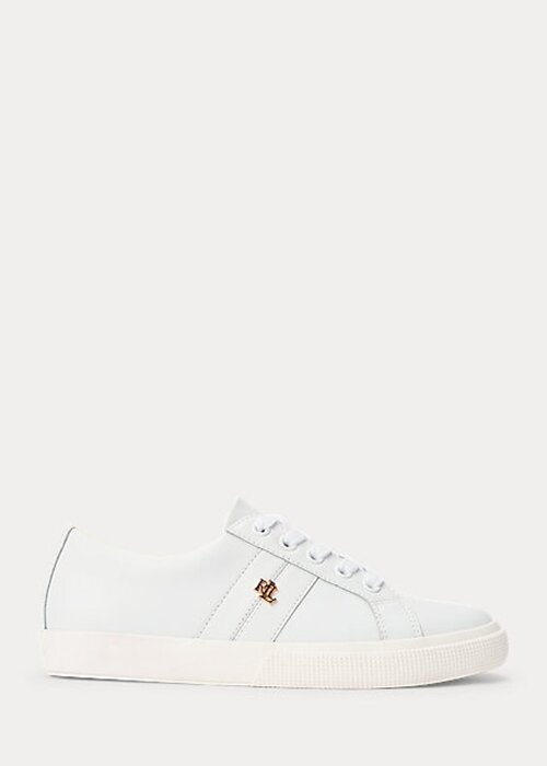 White Women’s Ralph Lauren Janson II Action Leather Sneakers White Women’s Ralph Lauren Janson II Action Leather Sneakers