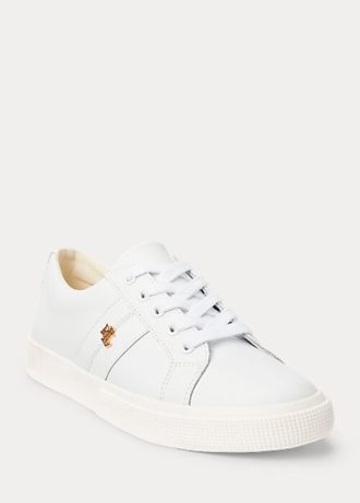 White Women’s Ralph Lauren Janson II Action Leather Sneakers White Women’s Ralph Lauren Janson II Action Leather Sneakers