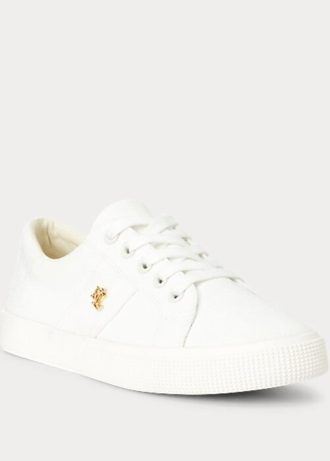 White Women’s Ralph Lauren Janson II Canvas Sneakers White Women’s Ralph Lauren Janson II Canvas Sneakers