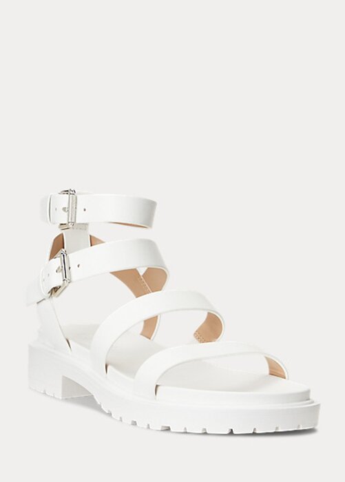 White Women’s Ralph Lauren Kayleen Nappa Leather Sandals White Women’s Ralph Lauren Kayleen Nappa Leather Sandals