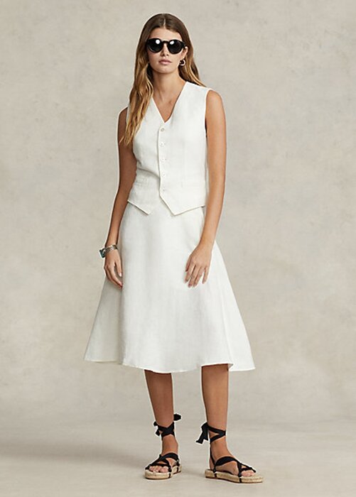 White Women’s Ralph Lauren Linen A-Line Skirts White Women’s Ralph Lauren Linen A-Line Skirts