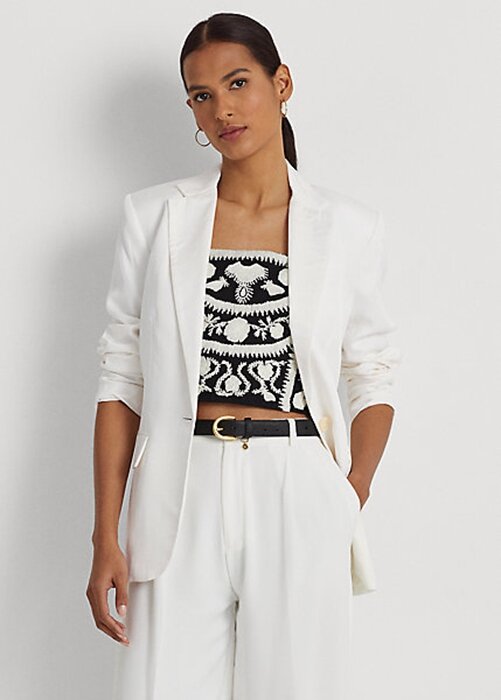 White Women’s Ralph Lauren Linen-Blend Twill Blazers White Women’s Ralph Lauren Linen-Blend Twill Blazers