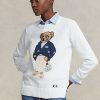 White Women’s Ralph Lauren Polo Bear Cotton-Blend Sweaters
