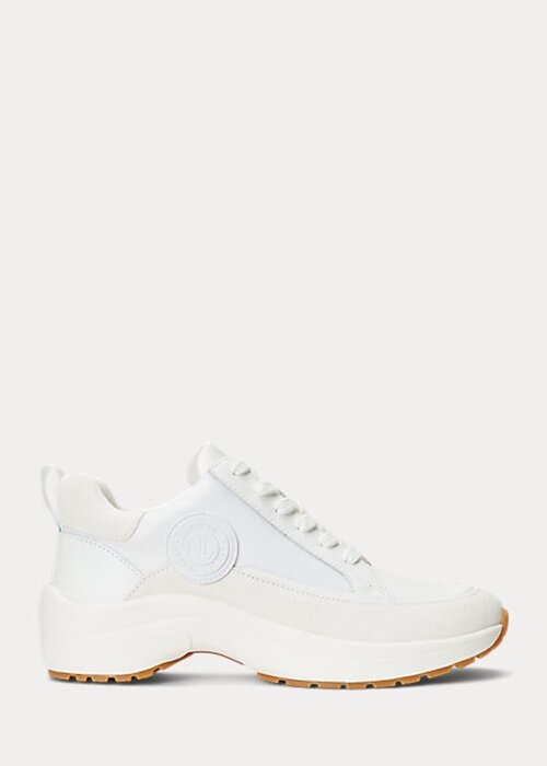 White Women’s Ralph Lauren Reaghan Leather & Suede Sneakers White Women’s Ralph Lauren Reaghan Leather & Suede Sneakers