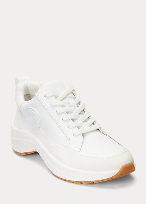 White Women’s Ralph Lauren Reaghan Leather & Suede Sneakers White Women’s Ralph Lauren Reaghan Leather & Suede Sneakers