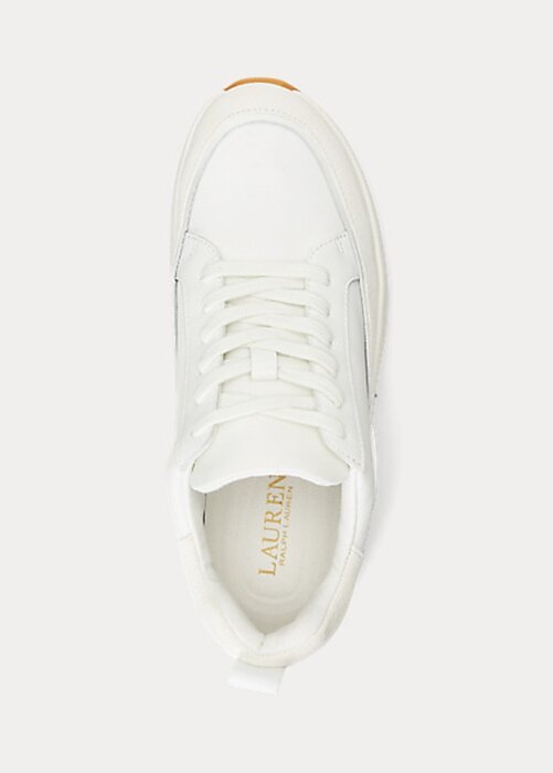 White Women’s Ralph Lauren Reaghan Leather & Suede Sneakers White Women’s Ralph Lauren Reaghan Leather & Suede Sneakers