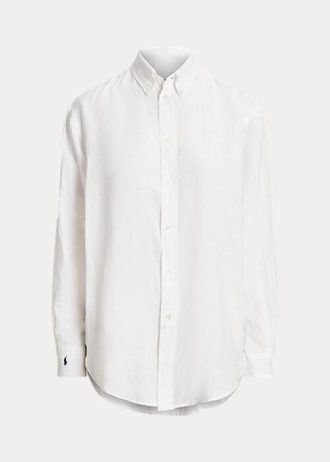 White Women’s Ralph Lauren Relaxed Fit Linen Shirts