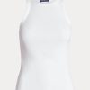 White Women’s Ralph Lauren Ribbed Cotton Tanks
