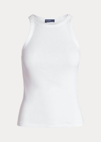 White Women’s Ralph Lauren Ribbed Cotton Tanks