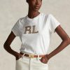 White Women’s Ralph Lauren Rl-suede-applique Jersey T Shirts White Women’s Ralph Lauren Rl-suede-applique Jersey T Shirts
