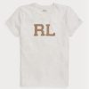 White Women’s Ralph Lauren Rl-suede-applique Jersey T Shirts White Women’s Ralph Lauren Rl-suede-applique Jersey T Shirts