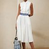 White Women’s Ralph Lauren Roald Pleated Linen Sleeveless Day Dress