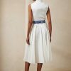 White Women’s Ralph Lauren Roald Pleated Linen Sleeveless Day Dress