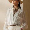 White Women’s Ralph Lauren Roslin Linen Voile Shirts