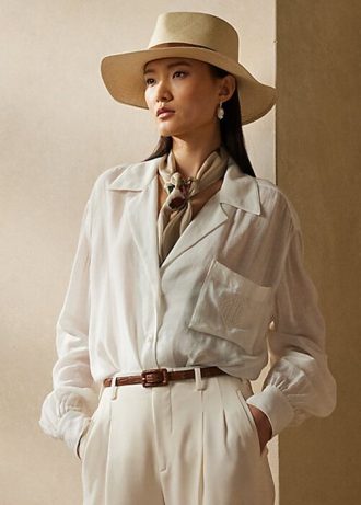 White Women’s Ralph Lauren Roslin Linen Voile Shirts