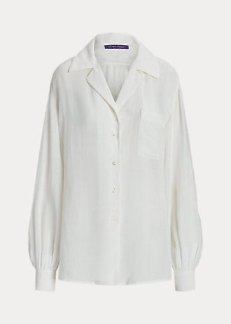 White Women’s Ralph Lauren Roslin Linen Voile Shirts
