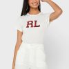 White Women’s Ralph Lauren Round Neck Graphic Tops
