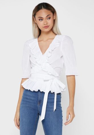White Women’s Ralph Lauren Ruffle Detail Tops