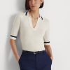 White Women’s Ralph Lauren Silk-Blend Short-Sleeve Sweaters White Women’s Ralph Lauren Silk-Blend Short-Sleeve Sweaters