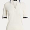 White Women’s Ralph Lauren Silk-Blend Short-Sleeve Sweaters White Women’s Ralph Lauren Silk-Blend Short-Sleeve Sweaters