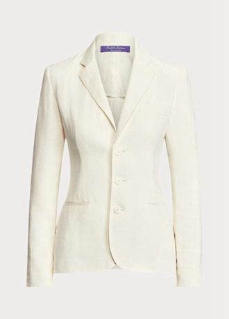 White Women’s Ralph Lauren Skye Linen Canvas Blazers White Women’s Ralph Lauren Skye Linen Canvas Blazers